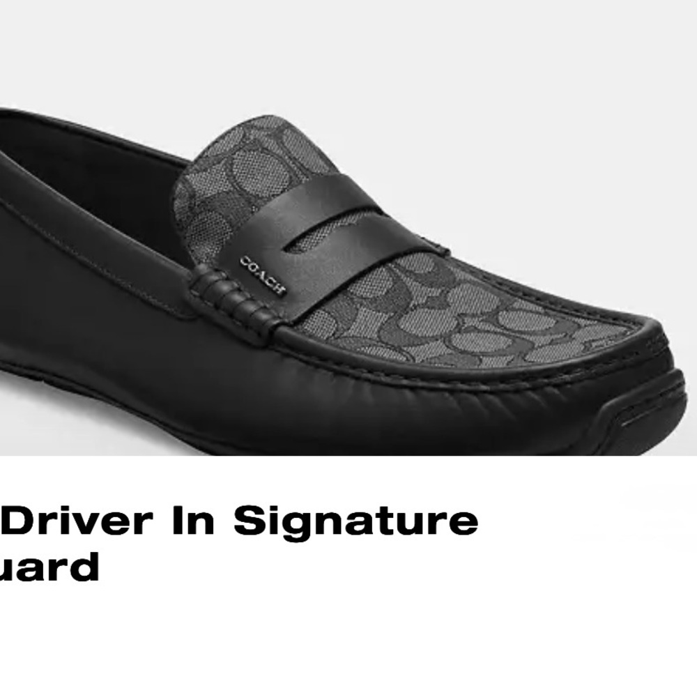 Coach Black Leather Loafers with Signature Monogram